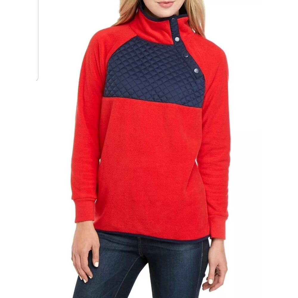 Crown & Ivy Pullover Women's Size XXL Red Winter Soft Fleece Mock Neck Winter